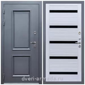 Уличные двери для коттеджа, Дверь входная уличная в дом Армада Корса / МДФ 16 мм СБ-14 Сандал белый стекло черное