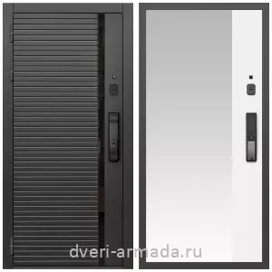 Входные двери Йошкар-Ола, Умная входная смарт-дверь Армада Каскад BLACK МДФ 10 мм Kaadas K9 / МДФ 16 мм ФЛЗ-Панорама-1, Белый матовый