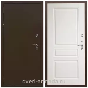 Для дачи, Дверь входная уличная в дом Армада Термо Молоток коричневый/ МДФ 16 мм ФЛ-243 Белый матовый