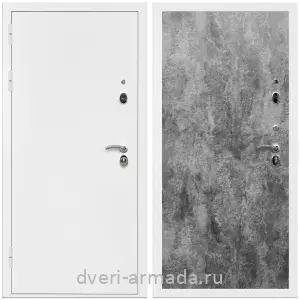 Глухие, Глухая металлическая дверь входная Армада Оптима Белая шагрень / МДФ 6 мм ПЭ Цемент темный
