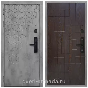 Темные входные двери, Дверь входная Армада Квадро МДФ 16 мм Kaadas S500 / МДФ 16 мм ФЛ-57 Дуб шоколад
