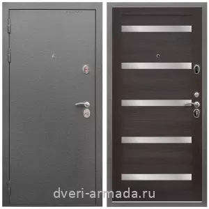 2 контура, Дверь входная Армада Оптима Антик серебро / МДФ 16 мм СБ-14 Эковенге стекло белое