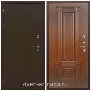 Уличные двери для коттеджа, Дверь входная утепленная для загородного дома Армада Термо Молоток коричневый/ МДФ 16 мм ФЛ-2 Мореная береза