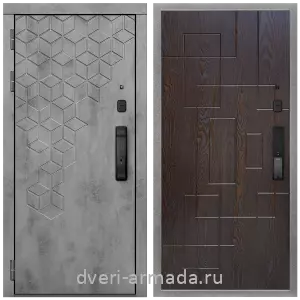 Двери МДФ для квартиры, Дверь входная Армада Квадро МДФ 16 мм Kaadas K9 / МДФ 16 мм ФЛ-57 Дуб шоколад