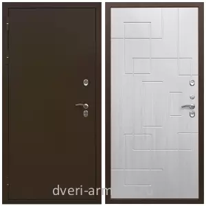 Уличные, Дверь входная утепленная для загородного дома Армада Термо Молоток коричневый/ МДФ 16 мм ФЛ-57 Белый жемчуг