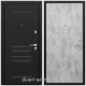 Темные входные двери, Дверь входная Армада Экстра МДФ 10 мм ФЛ-243 Черная шагрень / МДФ 6 мм ПЭ Цемент светлый