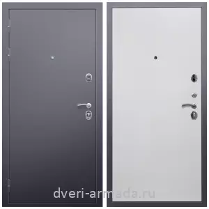 Дверь входная Армада Люкс Антик серебро / МДФ 10 мм Гладкая белый матовый