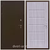 Дверь входная теплая в дом Армада Термо Молоток коричневый/ МДФ 10 мм ФЛ-102 Сандал белый для частного дома с шумоизоляцией