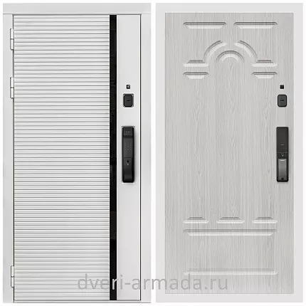 Умная входная смарт-дверь Армада Каскад WHITE МДФ 10 мм Kaadas K9 / МДФ 16 мм ФЛ-58 Дуб белёный