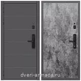 Дверь входная Армада Роуд МДФ 10 мм Kaadas S500 / МДФ 6 мм ПЭ Цемент темный